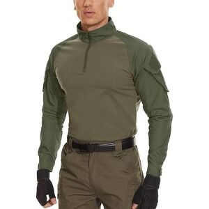 Mens‎ Tactical Military Combat Shirt Long Sleeve 1/4 Zip Pullover Top Hunting